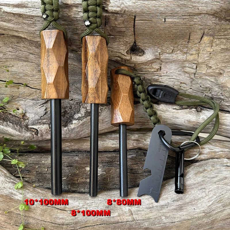新しい屋外用フリントファイヤースターター、木製ハンドル付きイ - Fire Starting Kit のレビューと価格